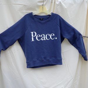 J.Crew-   PEACE.   Crewneck Sweatshirt, Women's S, cotton terry, Navy Blue